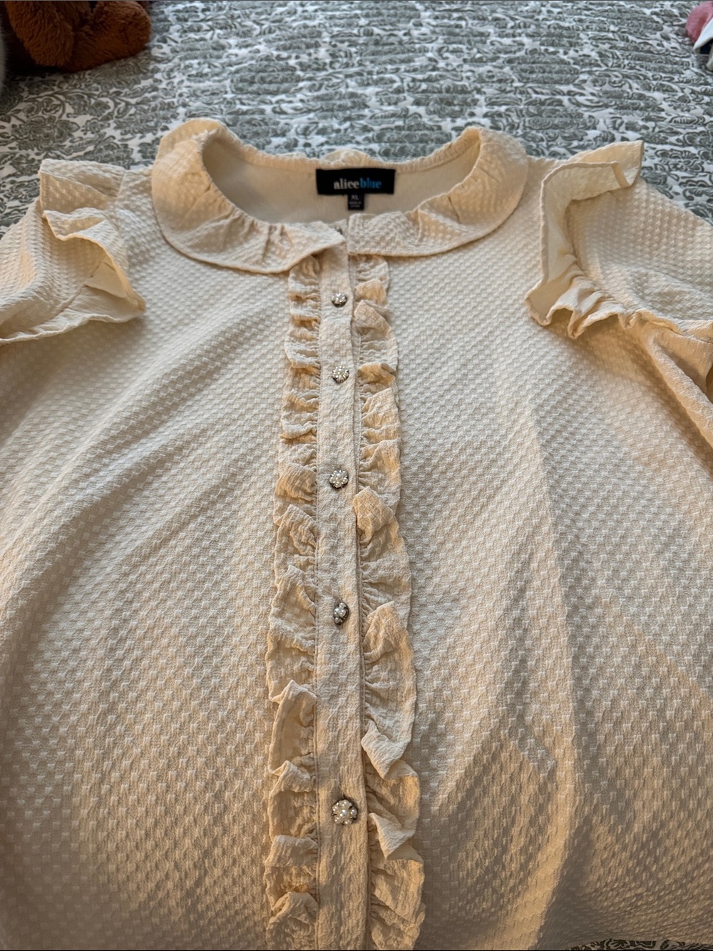 Alice Blue Cream Textured Blouse